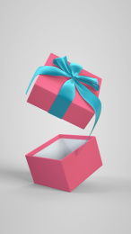 节日促销题材的丝带装饰的礼物盒，3d渲染