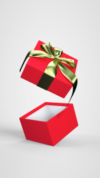 节日促销题材的丝带装饰的礼物盒，3d渲染