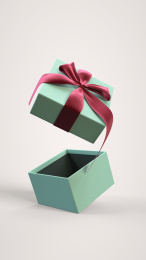 节日促销题材的丝带装饰的礼物盒，3d渲染