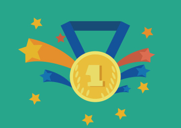 绿色背景上有冠军奖牌金色插画