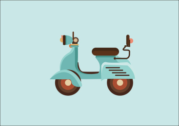 一台蓝色的迷你电动车文艺范交通工具