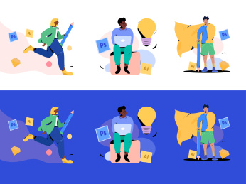 设计师通过思考获得更多创意，矢量扁平概念插画