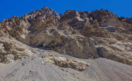 中国西藏珠穆朗玛峰大本营形状奇特的彩色山峰