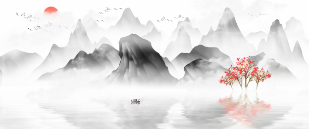 水墨画山水画中国风新中式装饰画
