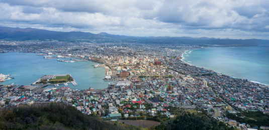 日本北海道函馆的海湾景色