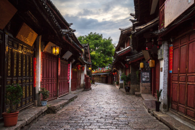 中国云南丽江古城的传统特色建筑