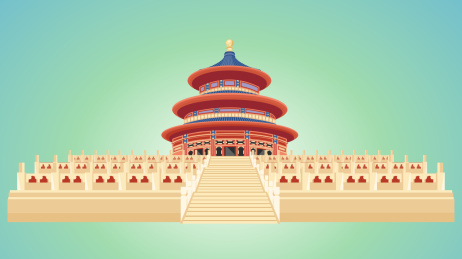 天坛宫殿的矢量风格插画图片
