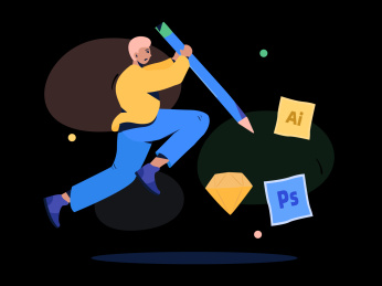 设计师绞尽脑汁获得好的创意，矢量扁平概念插画