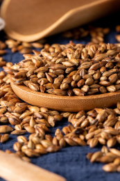 蓝色布上的大麦茶