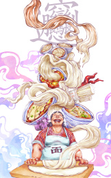 制作面条的农村妇女