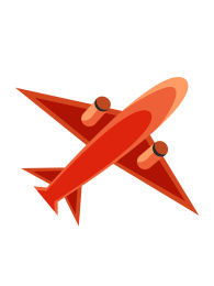 红色飞机扁平插画元素
