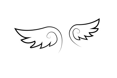 手绘黑色可爱天使翅膀插画