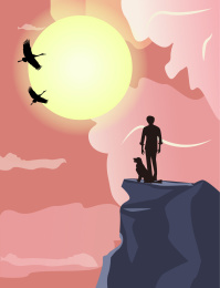 重阳节登高望远的矢量背景插画