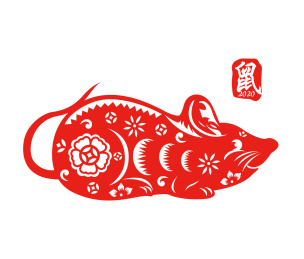 鼠年剪纸鼠花窗素材艺术贴纸