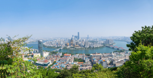 中国广西柳州市城市风光全景