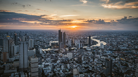 泰国曼谷湄南河日落景象