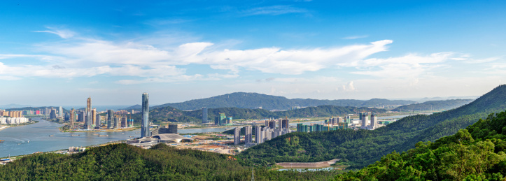 中国澳门城市风光，珠海横琴金融岛