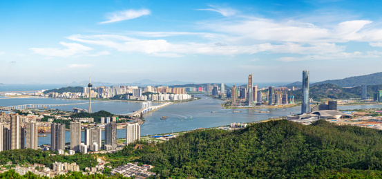 中国澳门城市风光，珠海横琴金融岛
