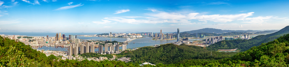 中国澳门城市风光，珠海横琴金融岛