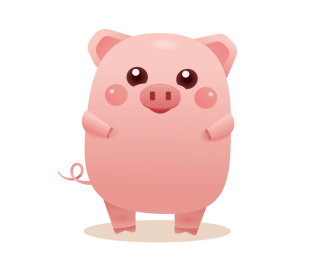 一只可爱的小猪猪年矢量插画