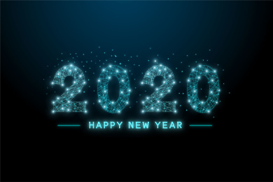 2020新年快乐科技现代感线条点线结构互联网概念元素