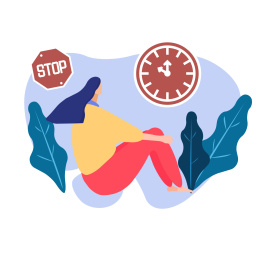 年轻女人看着时光流逝矢量插画