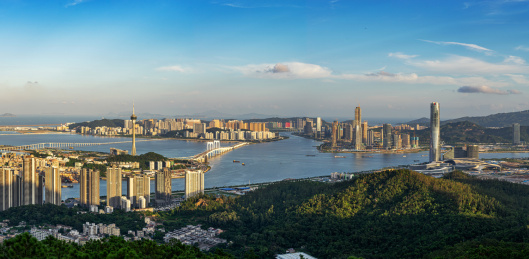 中国澳门城市风光，珠海横琴金融岛