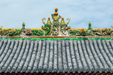 中国山西省洪洞县广胜寺古建筑正脊脊刹琉璃构件