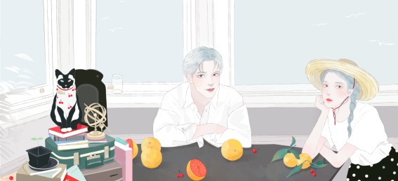 阳光午后的恋人和一只猫