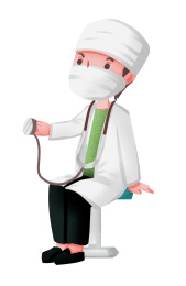 扁平风格可爱的医生给病人看病插画人物元素