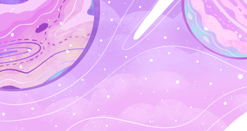 浪漫宇宙星球蓝紫色调背景插画