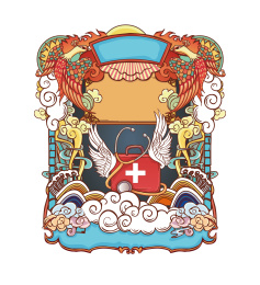 带有描边颜色丰富的中国风系列年历插画