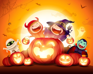 万圣节庆祝派对。 万圣节儿童服装派对。