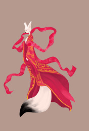 身着大红色嫁衣的狐狸妖精