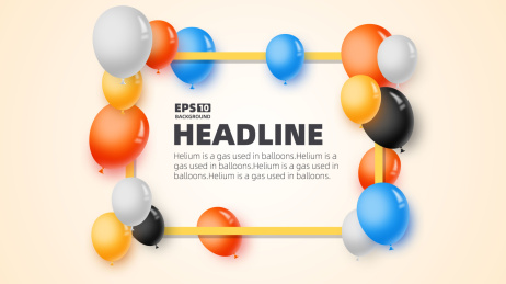 彩色气球海报矢量素材eps10