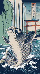 浮世绘鲤鱼跃龙门