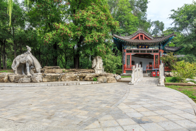 中国山西省太原市晋祠公园唐宋时期饮马泉遗址