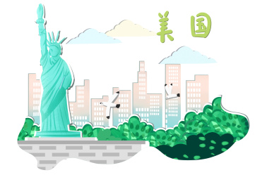剪纸风格美国地标建筑纽约自由女神像插画