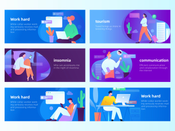 工作旅行系列，扁平矢量人物场景创意概念插画