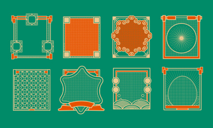 旧式背景框复古底纹新中式