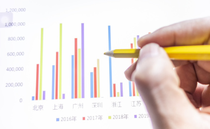 手里拿着笔在分析数据图表