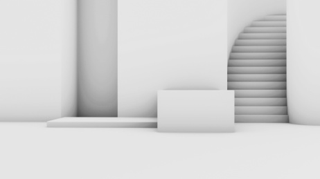 白色3d渲染几何体场景,电商摆件背景素材