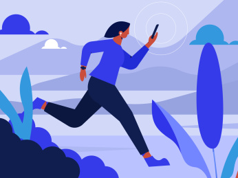 户外跑步的女子，扁平矢量人物场景创意概念插画