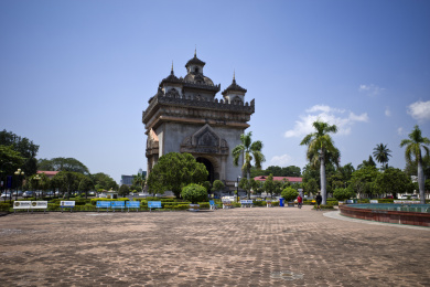 老挝国首都万象的帕特西门风景
