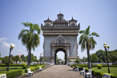 老挝国首都万象的帕特西门风景