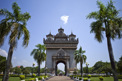 老挝国首都万象的帕特西门风景