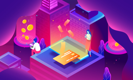 理财活动金融概念互联网背景2.5D渐变插画