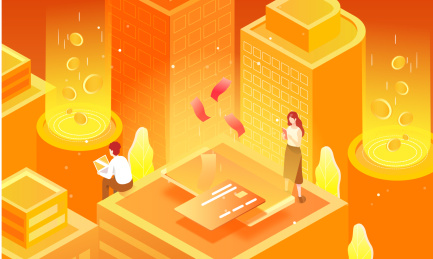 理财活动金融概念互联网背景2.5D渐变插画