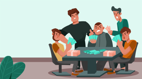 卡通手绘非法聚众赌博违法行为漫画插图插画