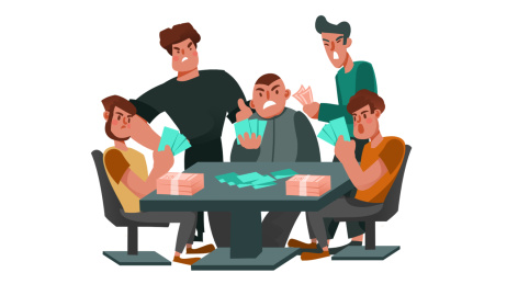  卡通手绘非法聚众赌博违法行为漫画插图插画